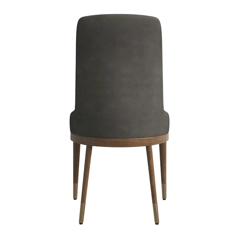Chaise de salle à manger à dossier haut en cuir gris foncé/taupe/brun moka/crème avec pieds dorés, 1 personne