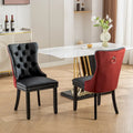 Chaise de salle à manger capitonnée avec garniture cloutée noire et rouge / noire et grise / blanche et bleue / blanche et rose, ensemble de 2