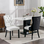 Chaise de salle à manger capitonnée avec garniture cloutée noire et rouge / noire et grise / blanche et bleue / blanche et rose, ensemble de 2