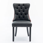 Chaise de salle à manger capitonnée avec garniture cloutée noire et rouge / noire et grise / blanche et bleue / blanche et rose, ensemble de 2