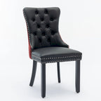 Chaise de salle à manger capitonnée avec garniture cloutée noire et rouge / noire et grise / blanche et bleue / blanche et rose, ensemble de 2