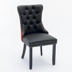 Chaise de salle à manger capitonnée avec garniture cloutée noire et rouge / noire et grise / blanche et bleue / blanche et rose, ensemble de 2