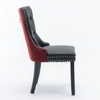 Chaise de salle à manger capitonnée avec garniture cloutée noire et rouge / noire et grise / blanche et bleue / blanche et rose, ensemble de 2