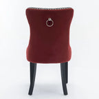 Chaise de salle à manger capitonnée avec garniture cloutée noire et rouge / noire et grise / blanche et bleue / blanche et rose, ensemble de 2