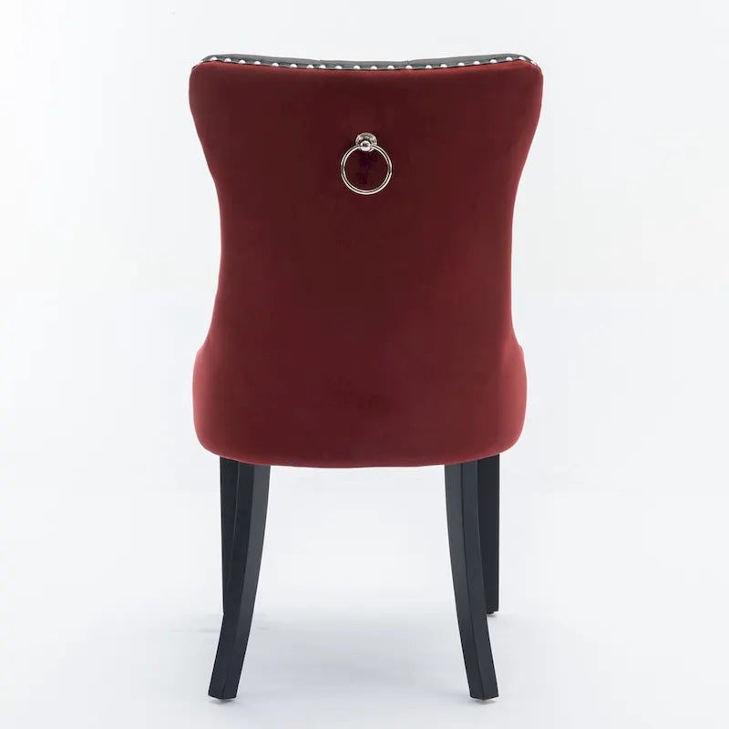 Chaise de salle à manger capitonnée avec garniture cloutée noire et rouge / noire et grise / blanche et bleue / blanche et rose, ensemble de 2