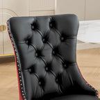 Chaise de salle à manger capitonnée avec garniture cloutée noire et rouge / noire et grise / blanche et bleue / blanche et rose, ensemble de 2