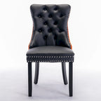 Chaise de salle à manger capitonnée avec garniture cloutée noire et rouge / noire et grise / blanche et bleue / blanche et rose, ensemble de 2