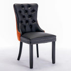 Chaise de salle à manger capitonnée avec garniture cloutée noire et rouge / noire et grise / blanche et bleue / blanche et rose, ensemble de 2