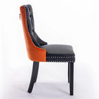 Chaise de salle à manger capitonnée avec garniture cloutée noire et rouge / noire et grise / blanche et bleue / blanche et rose, ensemble de 2