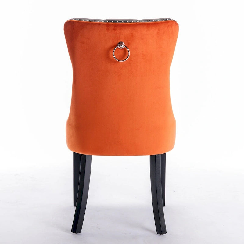Chaise de salle à manger capitonnée avec garniture cloutée noire et rouge / noire et grise / blanche et bleue / blanche et rose, ensemble de 2