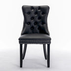 Chaise de salle à manger capitonnée avec garniture cloutée noire et rouge / noire et grise / blanche et bleue / blanche et rose, ensemble de 2