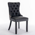 Chaise de salle à manger capitonnée avec garniture cloutée noire et rouge / noire et grise / blanche et bleue / blanche et rose, ensemble de 2