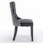 Chaise de salle à manger capitonnée avec garniture cloutée noire et rouge / noire et grise / blanche et bleue / blanche et rose, ensemble de 2