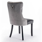 Chaise de salle à manger capitonnée avec garniture cloutée noire et rouge / noire et grise / blanche et bleue / blanche et rose, ensemble de 2