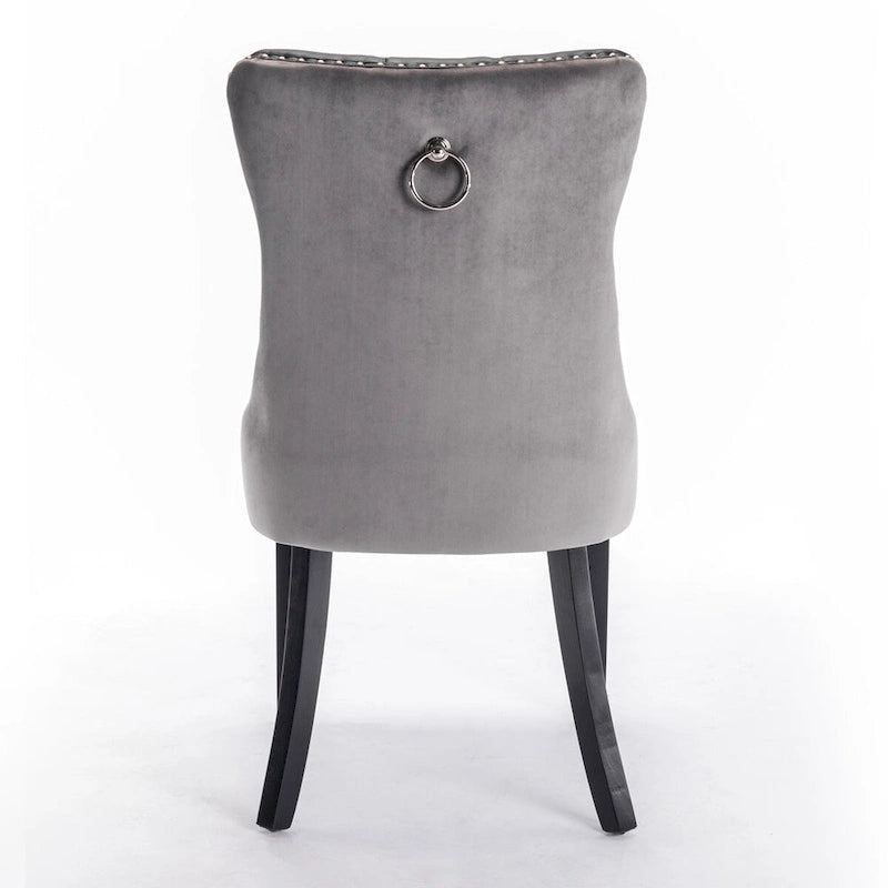 Chaise de salle à manger capitonnée avec garniture cloutée noire et rouge / noire et grise / blanche et bleue / blanche et rose, ensemble de 2