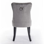 Chaise de salle à manger capitonnée avec garniture cloutée noire et rouge / noire et grise / blanche et bleue / blanche et rose, ensemble de 2