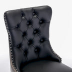 Chaise de salle à manger capitonnée avec garniture cloutée noire et rouge / noire et grise / blanche et bleue / blanche et rose, ensemble de 2