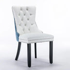 Chaise de salle à manger capitonnée avec garniture cloutée noire et rouge / noire et grise / blanche et bleue / blanche et rose, ensemble de 2