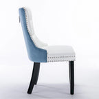 Chaise de salle à manger capitonnée avec garniture cloutée noire et rouge / noire et grise / blanche et bleue / blanche et rose, ensemble de 2