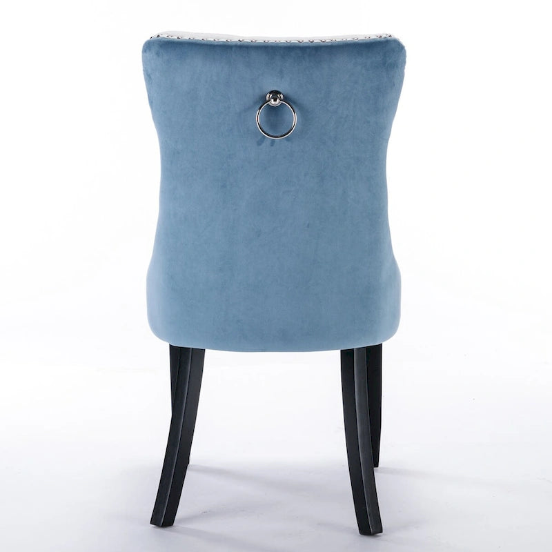 Chaise de salle à manger capitonnée avec garniture cloutée noire et rouge / noire et grise / blanche et bleue / blanche et rose, ensemble de 2