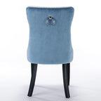 Chaise de salle à manger capitonnée avec garniture cloutée noire et rouge / noire et grise / blanche et bleue / blanche et rose, ensemble de 2