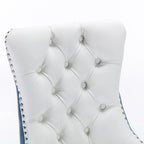 Chaise de salle à manger capitonnée avec garniture cloutée noire et rouge / noire et grise / blanche et bleue / blanche et rose, ensemble de 2