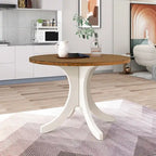Table à manger ronde en bois massif, Noyer/Brun, 42" de diamètre, 4 places