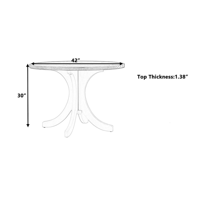 Table à manger ronde en bois massif, Noyer/Brun, 42" de diamètre, 4 places