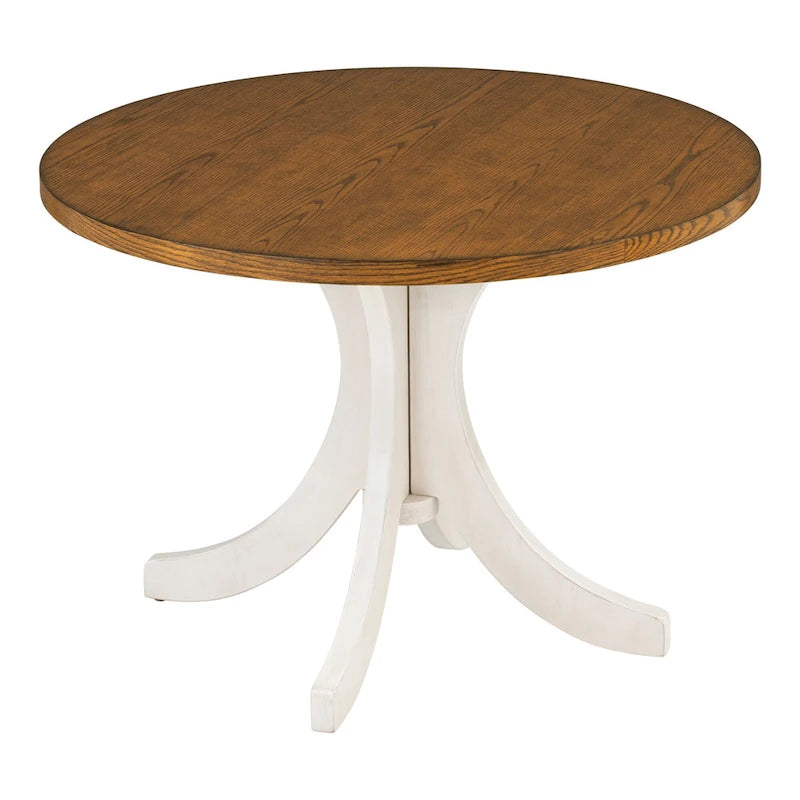 Table à manger ronde en bois massif, Noyer/Brun, 42" de diamètre, 4 places