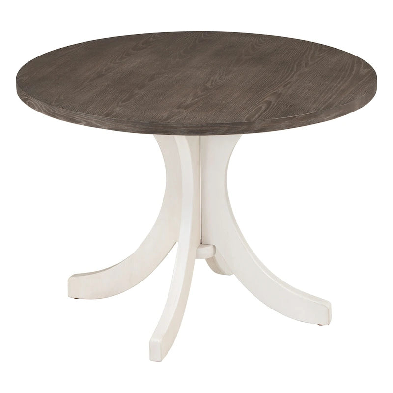 Table à manger ronde en bois massif, Noyer/Brun, 42" de diamètre, 4 places