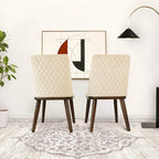 Chaises de salle à manger en velours bleu marine/beige, style mid-century, lot de 2
