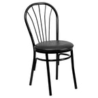 Lot de 2 chaises en métal à dossier en éventail - Siège en vinyle - 40,6 L x 50,8 P x 87,6 H cm