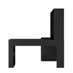 Bureau d'angle en L noir/blanc avec huche, tiroirs, éclairage LED et chargement USB