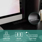 Bureau d'angle en L noir/blanc avec huche, tiroirs, éclairage LED et chargement USB