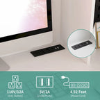 Bureau d'angle en L noir/blanc avec huche, tiroirs, éclairage LED et chargement USB