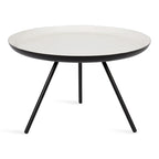 Table Basse Ronde en Métal Blanc/Noir ou Blanc/Or, 63,5 cm de Diamètre