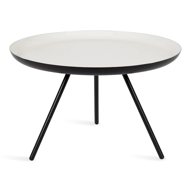 Table Basse Ronde en Métal Blanc/Noir ou Blanc/Or, 63,5 cm de Diamètre