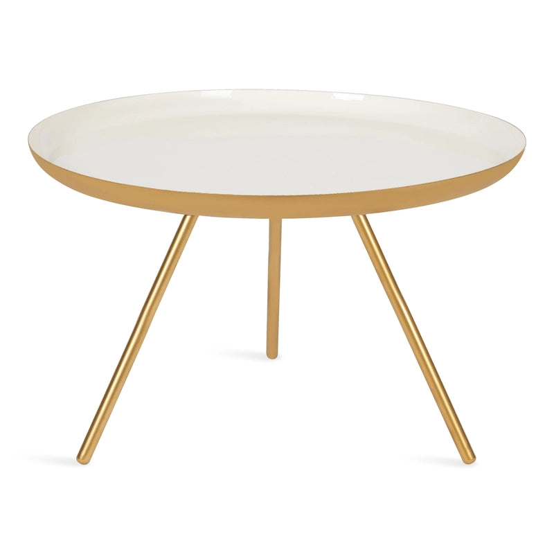 Table Basse Ronde en Métal Blanc/Noir ou Blanc/Or, 63,5 cm de Diamètre