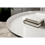 Table Basse Ronde en Métal Blanc/Noir ou Blanc/Or, 63,5 cm de Diamètre