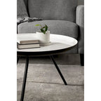 Table Basse Ronde en Métal Blanc/Noir ou Blanc/Or, 63,5 cm de Diamètre