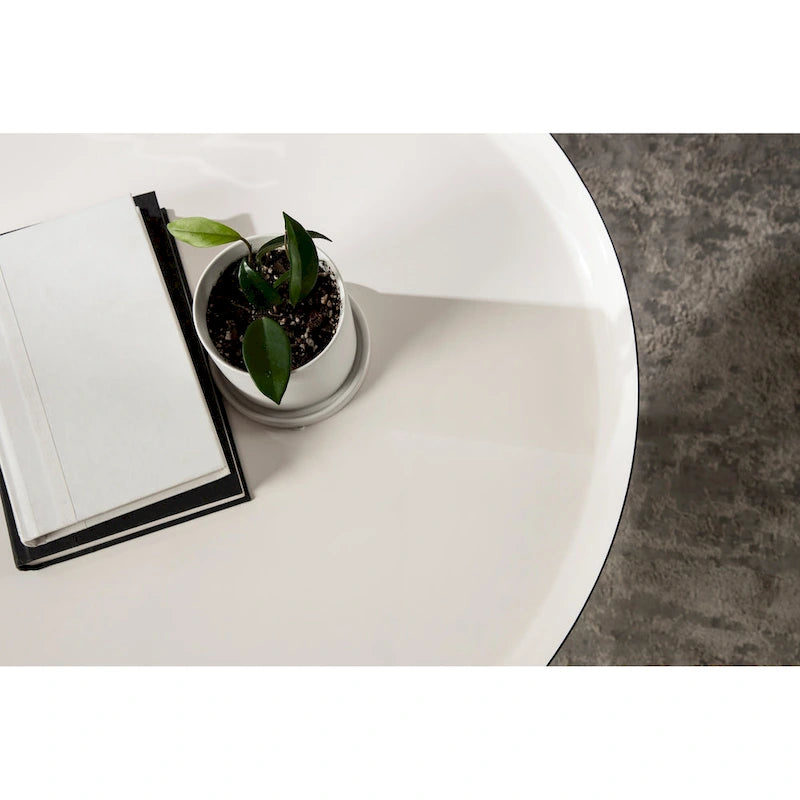 Table Basse Ronde en Métal Blanc/Noir ou Blanc/Or, 63,5 cm de Diamètre