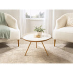 Table Basse Ronde en Métal Blanc/Noir ou Blanc/Or, 63,5 cm de Diamètre