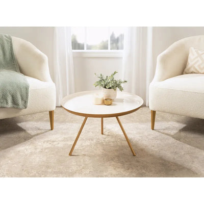 Table Basse Ronde en Métal Blanc/Noir ou Blanc/Or, 63,5 cm de Diamètre