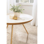 Table Basse Ronde en Métal Blanc/Noir ou Blanc/Or, 63,5 cm de Diamètre