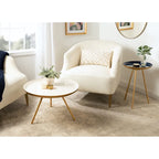 Table Basse Ronde en Métal Blanc/Noir ou Blanc/Or, 63,5 cm de Diamètre
