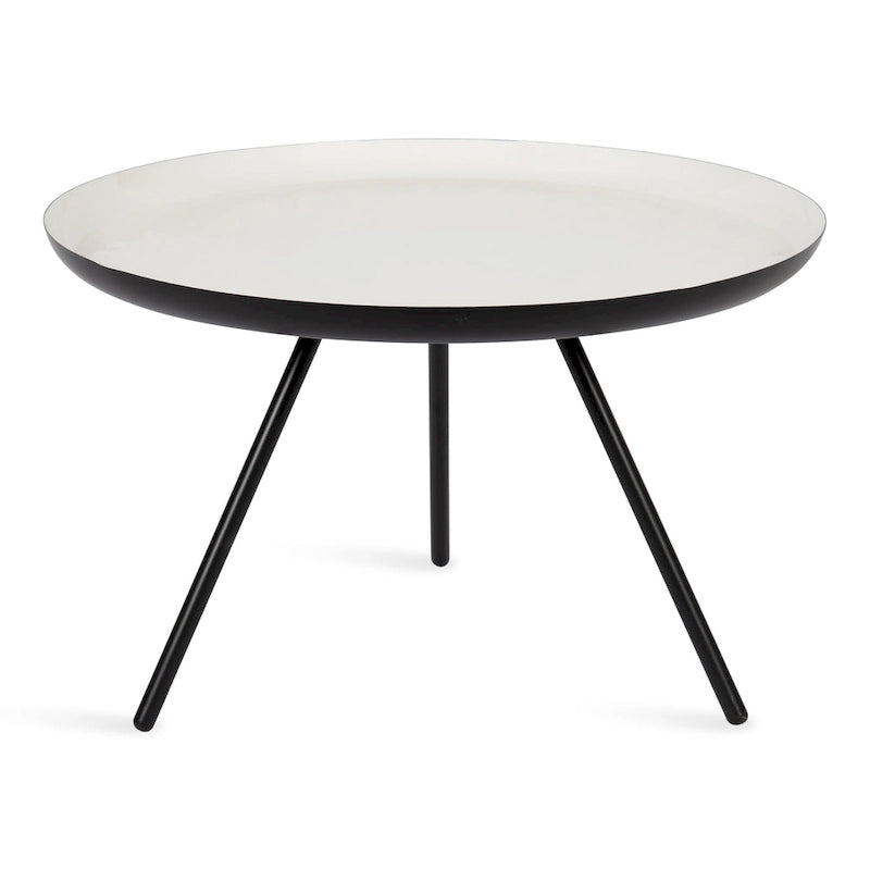 Table Basse Ronde en Métal Blanc/Noir ou Blanc/Or, 63,5 cm de Diamètre