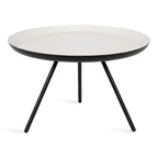 Table Basse Ronde en Métal Blanc/Noir ou Blanc/Or, 63,5 cm de Diamètre