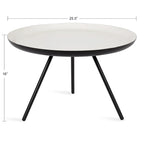 Table Basse Ronde en Métal Blanc/Noir ou Blanc/Or, 63,5 cm de Diamètre