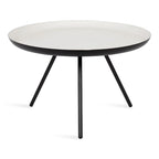 Table Basse Ronde en Métal Blanc/Noir ou Blanc/Or, 63,5 cm de Diamètre