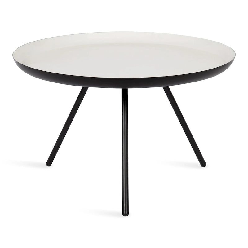 Table Basse Ronde en Métal Blanc/Noir ou Blanc/Or, 63,5 cm de Diamètre